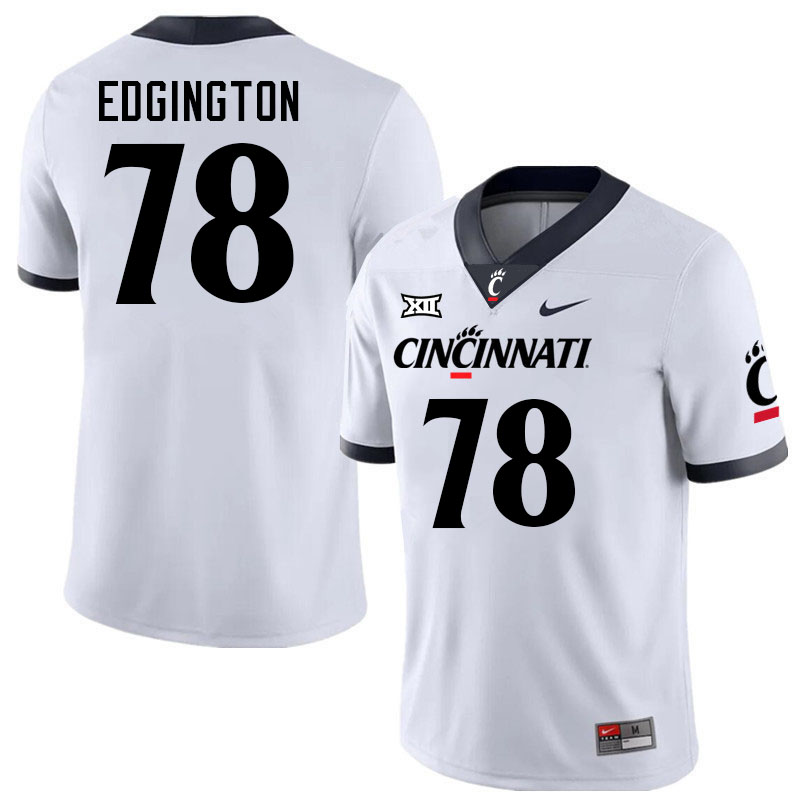 Cincinnati Bearcats #78 Grant Edgington Big 12 Conference College Football Jerseys Stitched Sale-White